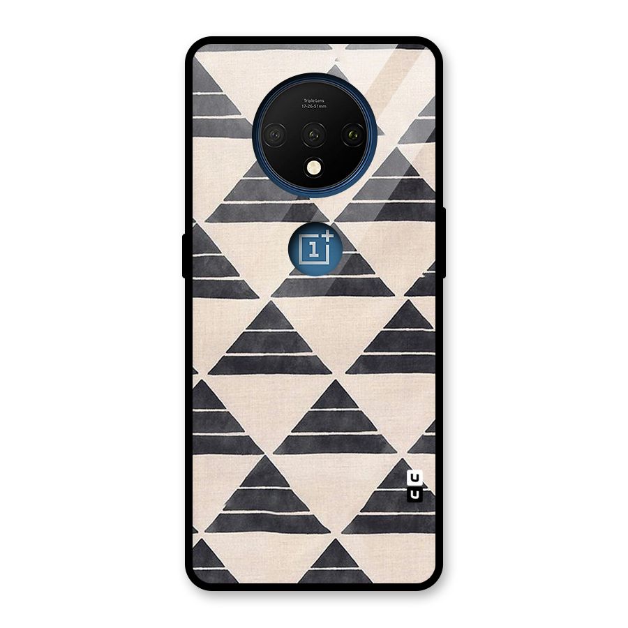 Black Slant Triangles Glass Back Case for OnePlus 7T