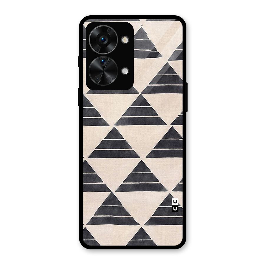 Black Slant Triangles Glass Back Case for OnePlus Nord 2T