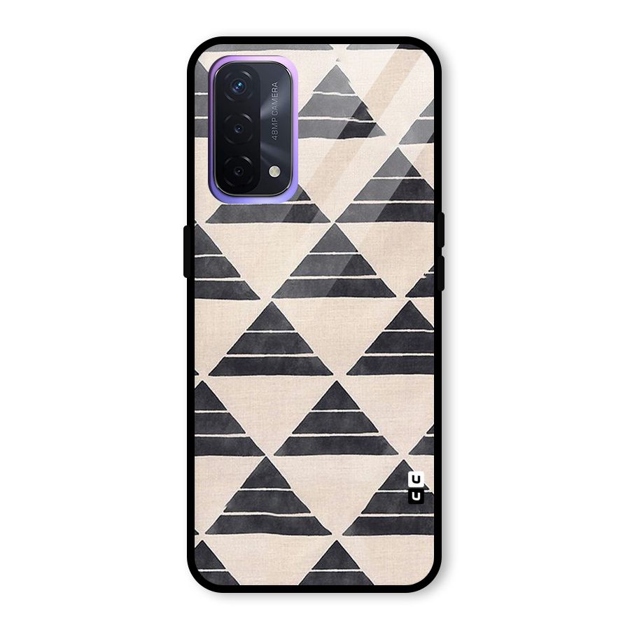 Black Slant Triangles Glass Back Case for Oppo A74 5G