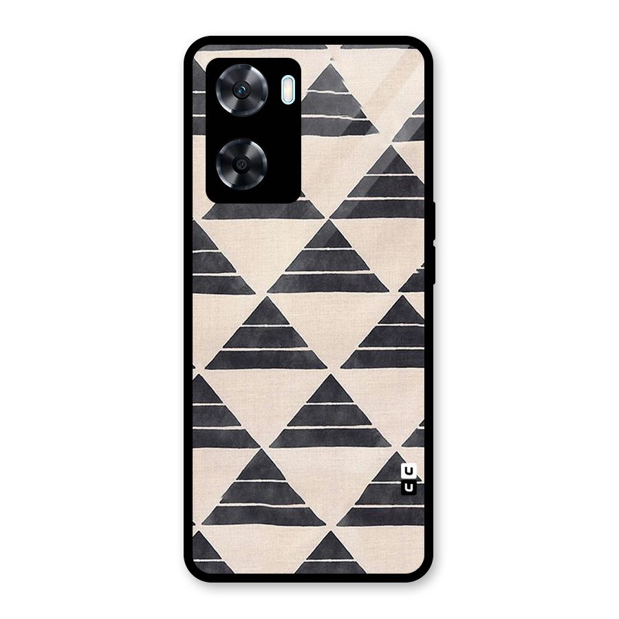 Black Slant Triangles Glass Back Case for Oppo A77