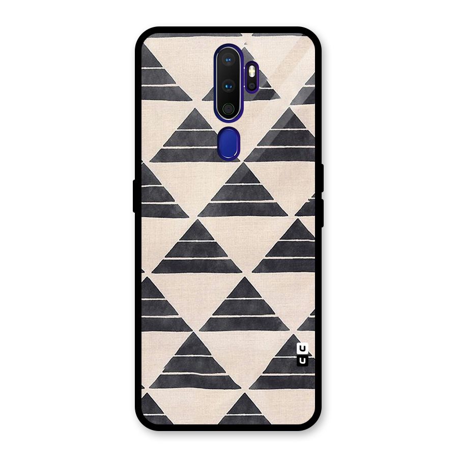 Black Slant Triangles Glass Back Case for Oppo A9 (2020)