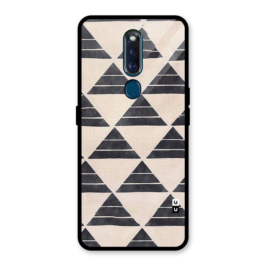 Black Slant Triangles Glass Back Case for Oppo F11 Pro