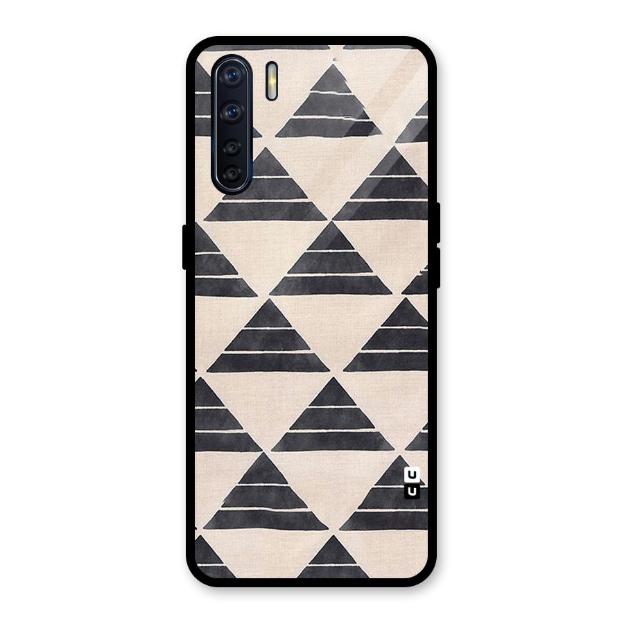 Black Slant Triangles Glass Back Case for Oppo F15