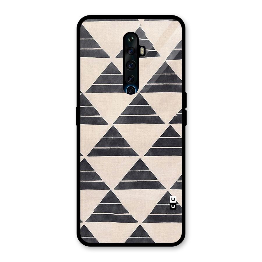 Black Slant Triangles Glass Back Case for Oppo Reno2 F