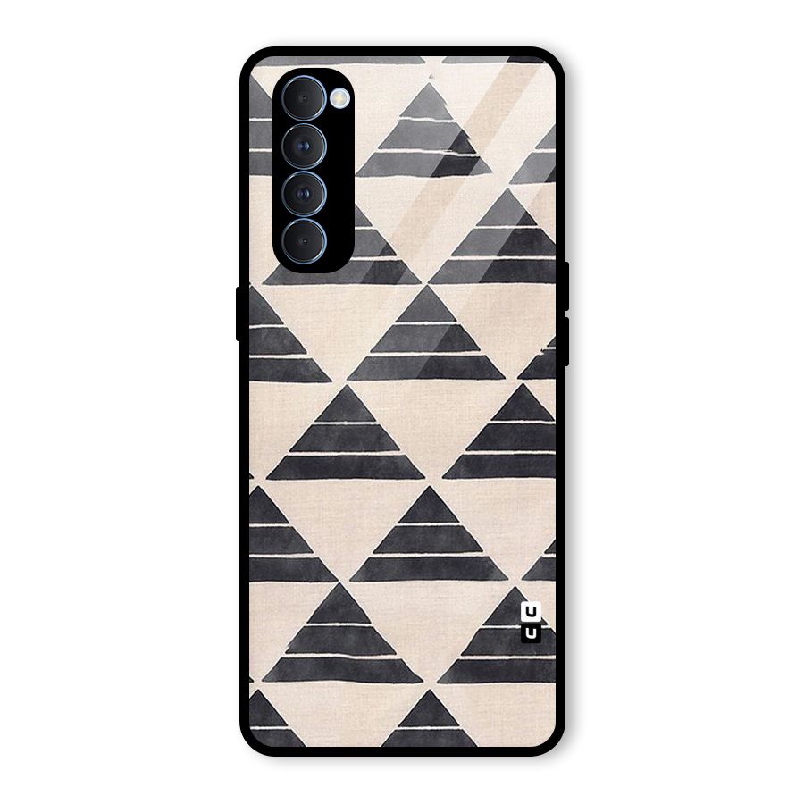 Black Slant Triangles Glass Back Case for Oppo Reno4 Pro