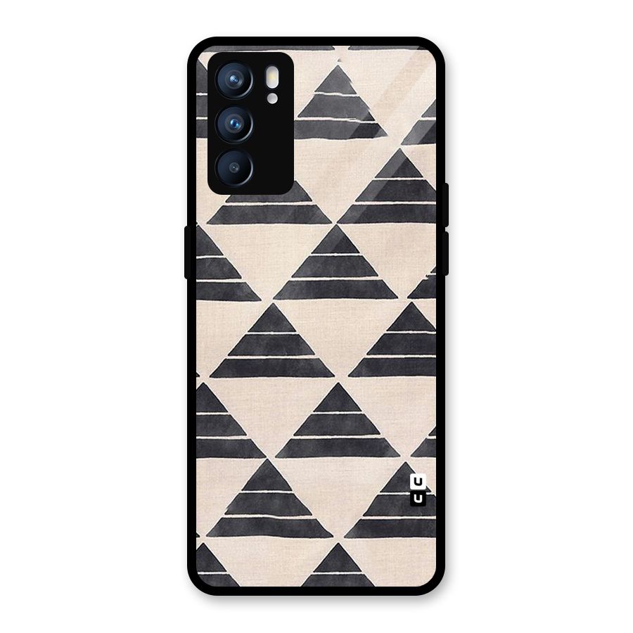 Black Slant Triangles Glass Back Case for Oppo Reno6 5G