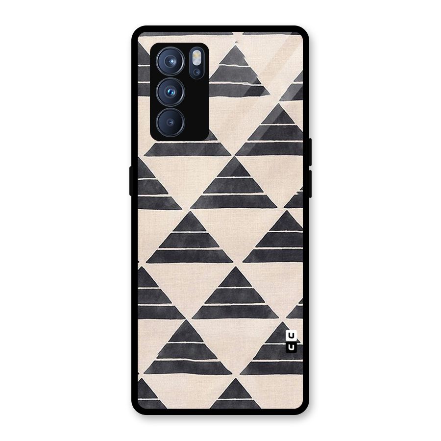 Black Slant Triangles Glass Back Case for Oppo Reno6 Pro 5G