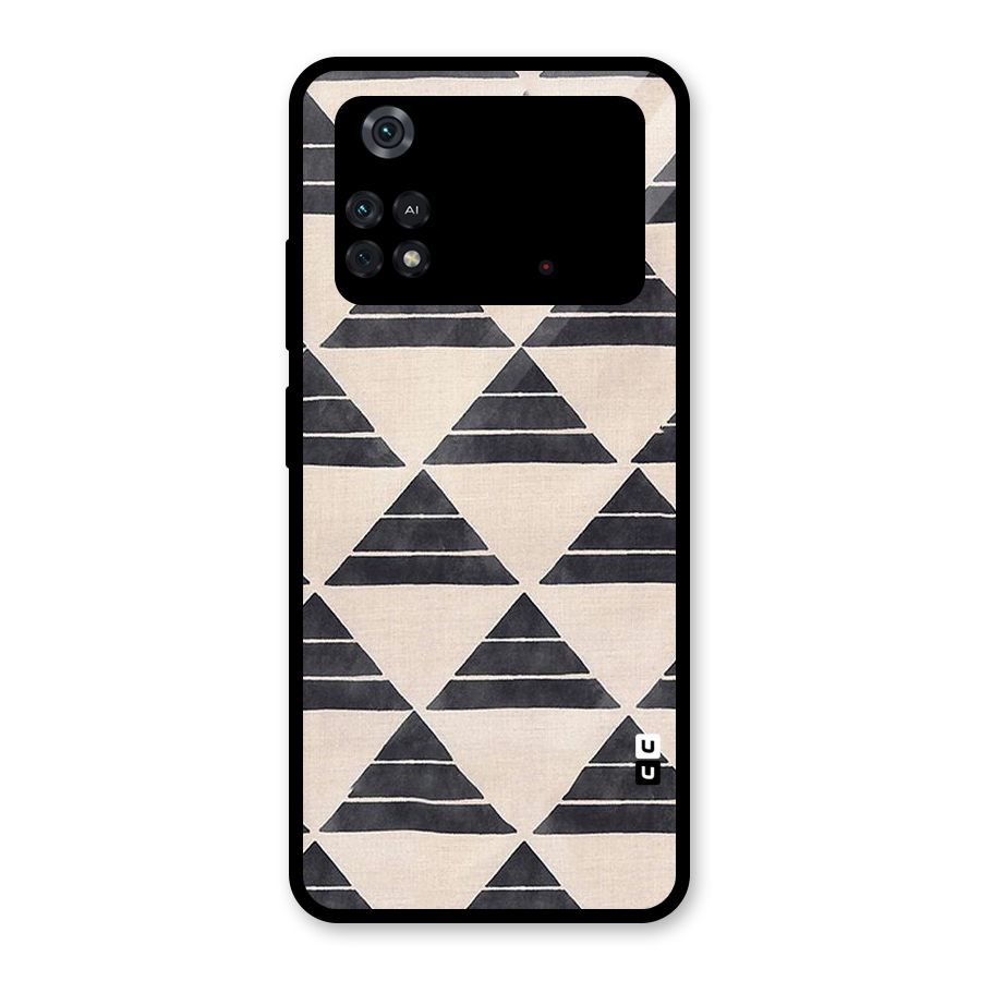 Black Slant Triangles Glass Back Case for Poco M4 Pro 4G