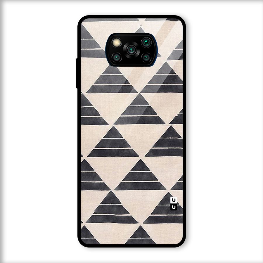 Black Slant Triangles Glass Back Case for Poco X3