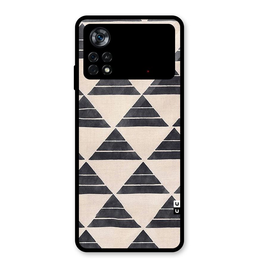 Black Slant Triangles Glass Back Case for Poco X4 Pro 5G