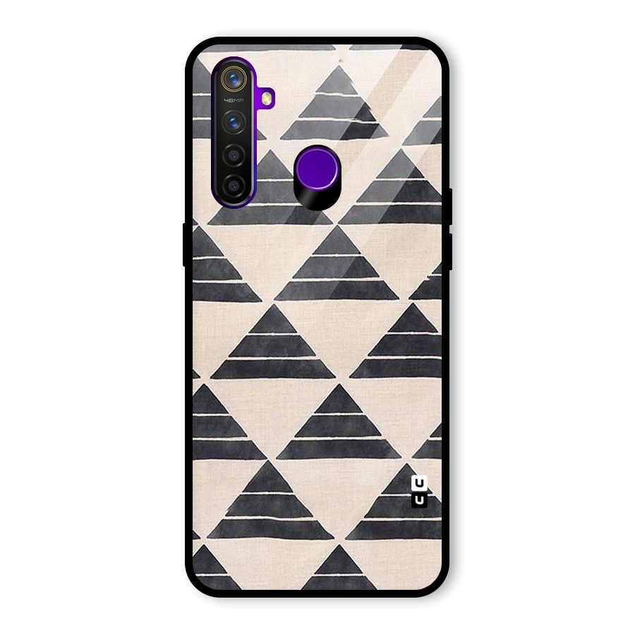 Black Slant Triangles Glass Back Case for Realme 5 Pro