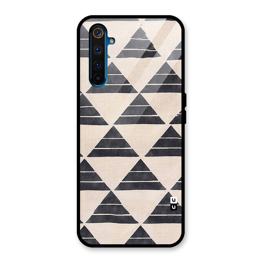 Black Slant Triangles Glass Back Case for Realme 6 Pro