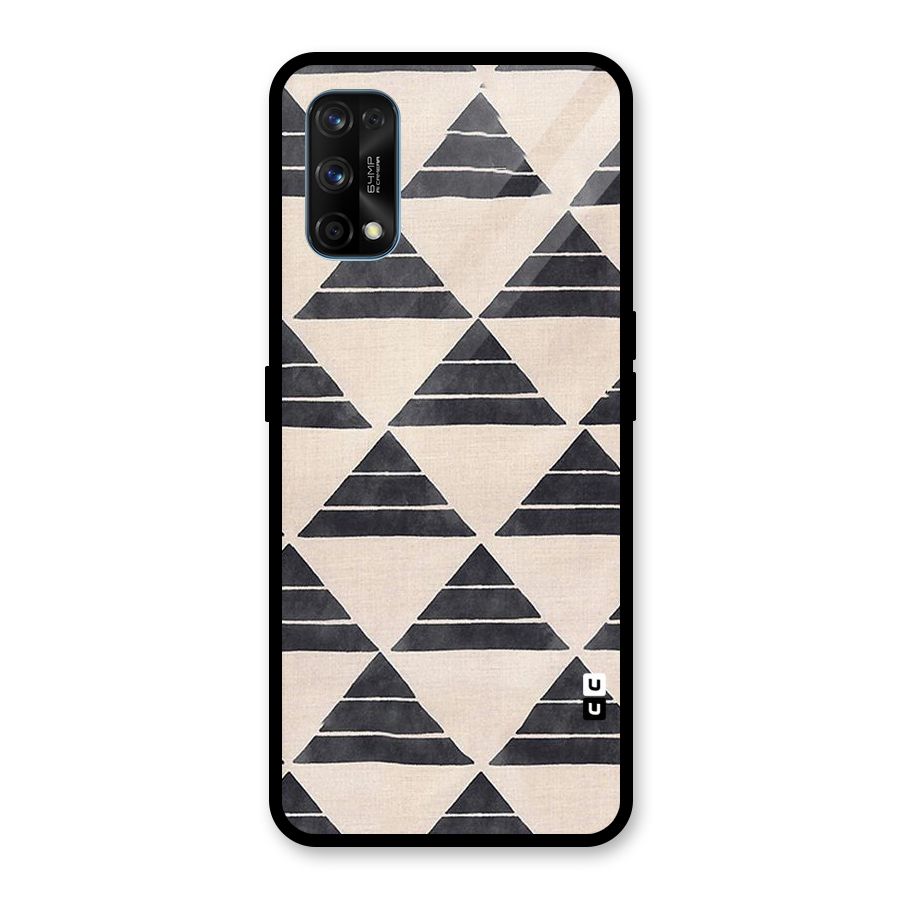 Black Slant Triangles Glass Back Case for Realme 7 Pro