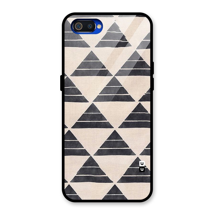 Black Slant Triangles Glass Back Case for Realme C2