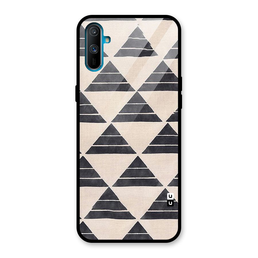 Black Slant Triangles Glass Back Case for Realme C3