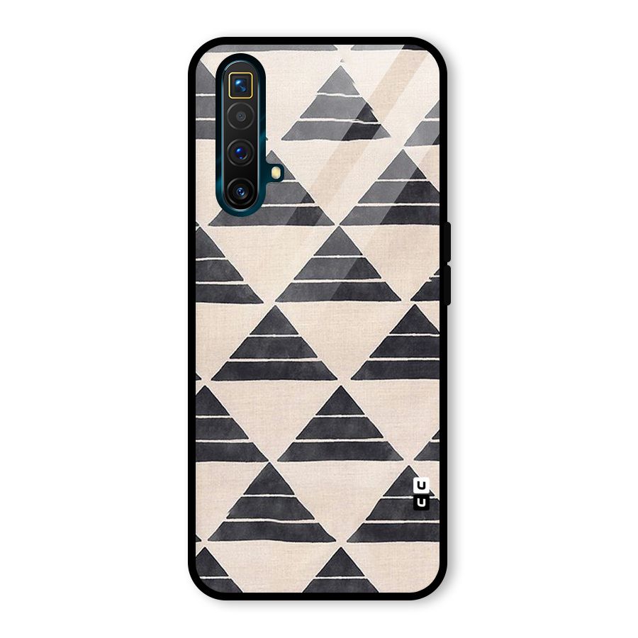 Black Slant Triangles Glass Back Case for Realme X3