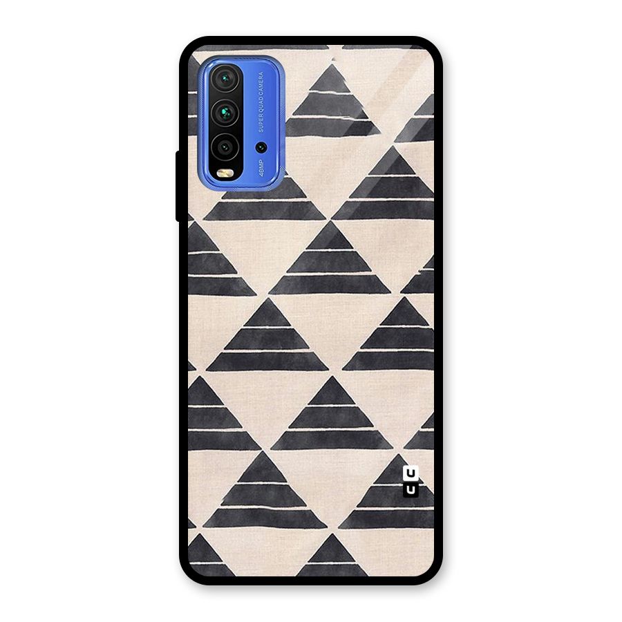Black Slant Triangles Glass Back Case for Redmi 9 Power