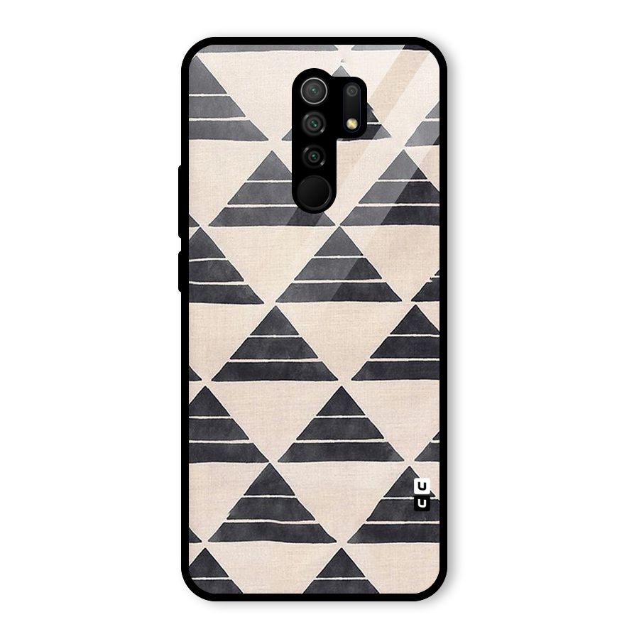 Black Slant Triangles Glass Back Case for Redmi 9 Prime