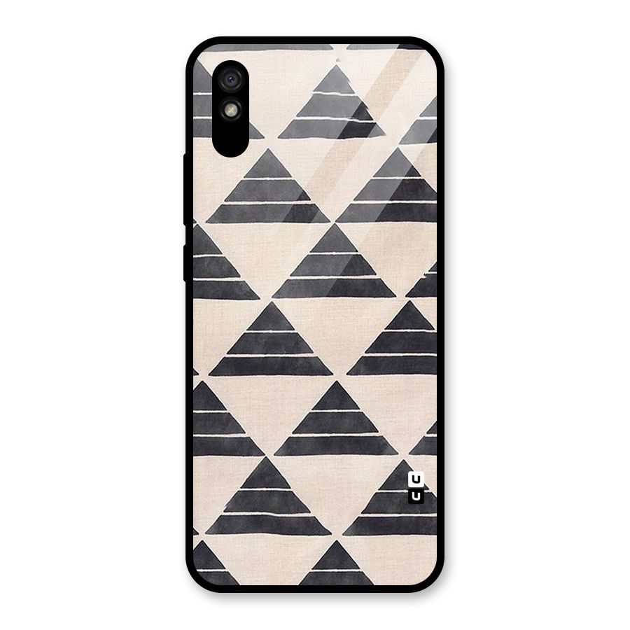 Black Slant Triangles Glass Back Case for Redmi 9i