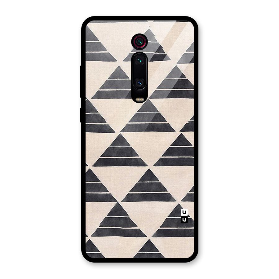 Black Slant Triangles Glass Back Case for Redmi K20 Pro