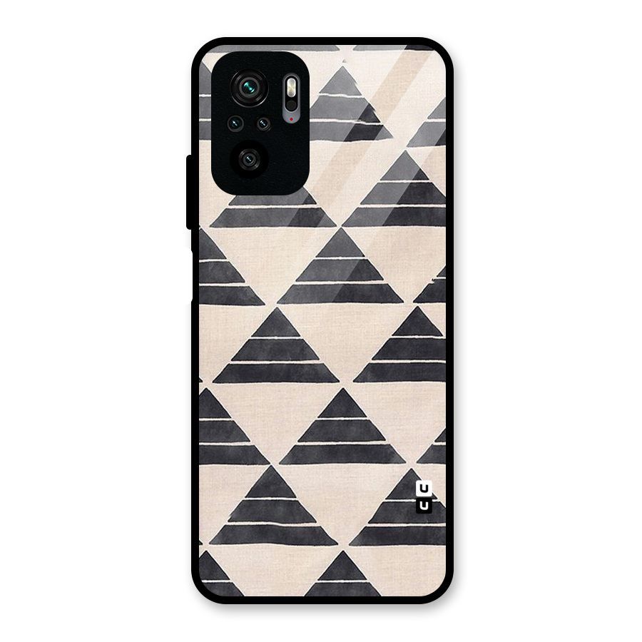 Black Slant Triangles Glass Back Case for Redmi Note 10S