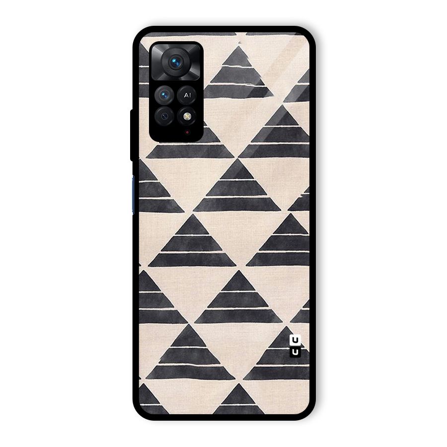 Black Slant Triangles Glass Back Case for Redmi Note 11 Pro