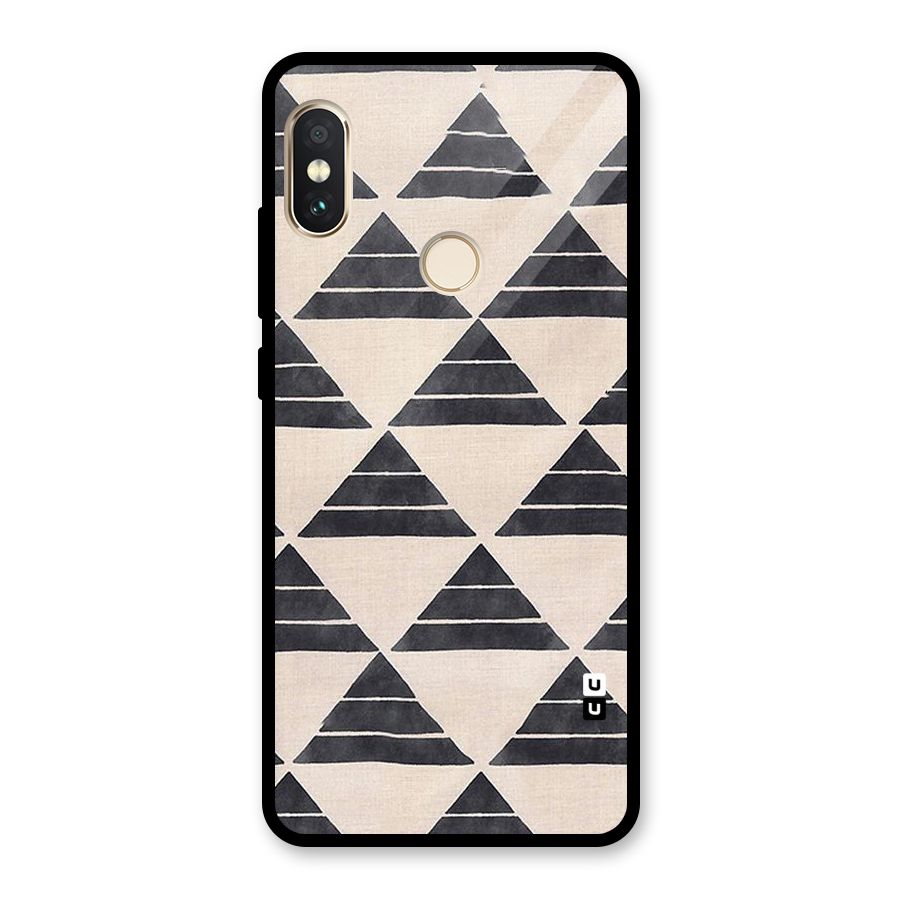 Black Slant Triangles Glass Back Case for Redmi Note 5 Pro