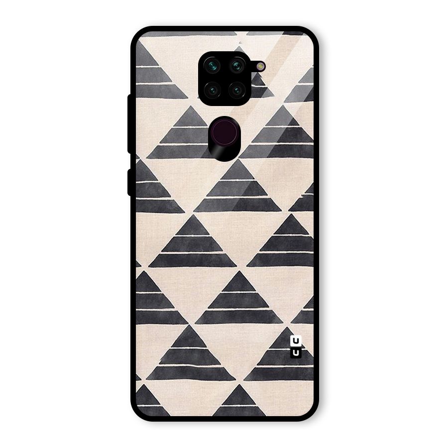 Black Slant Triangles Glass Back Case for Redmi Note 9