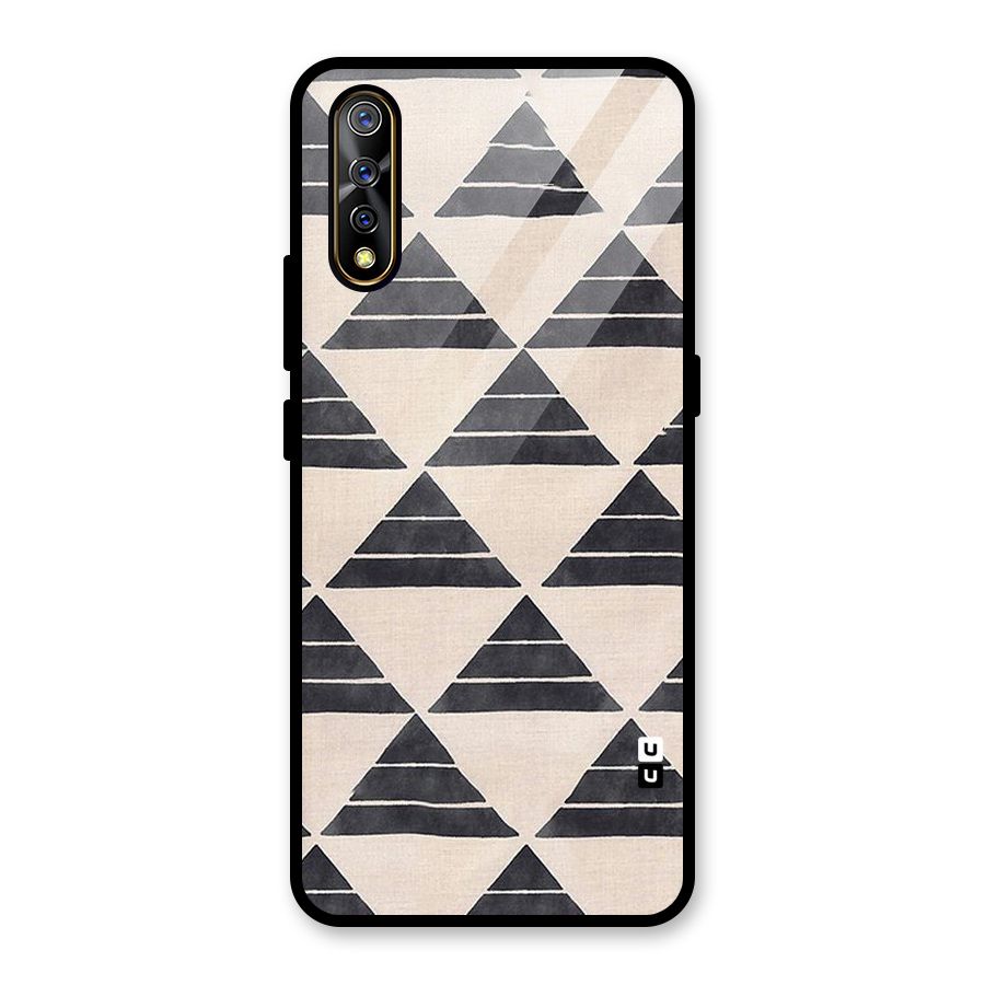 Black Slant Triangles Glass Back Case for Vivo S1