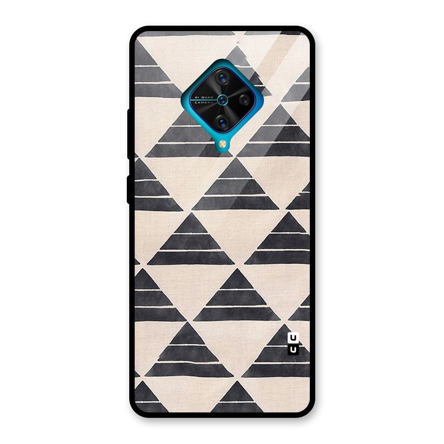 Black Slant Triangles Glass Back Case for Vivo S1 Pro