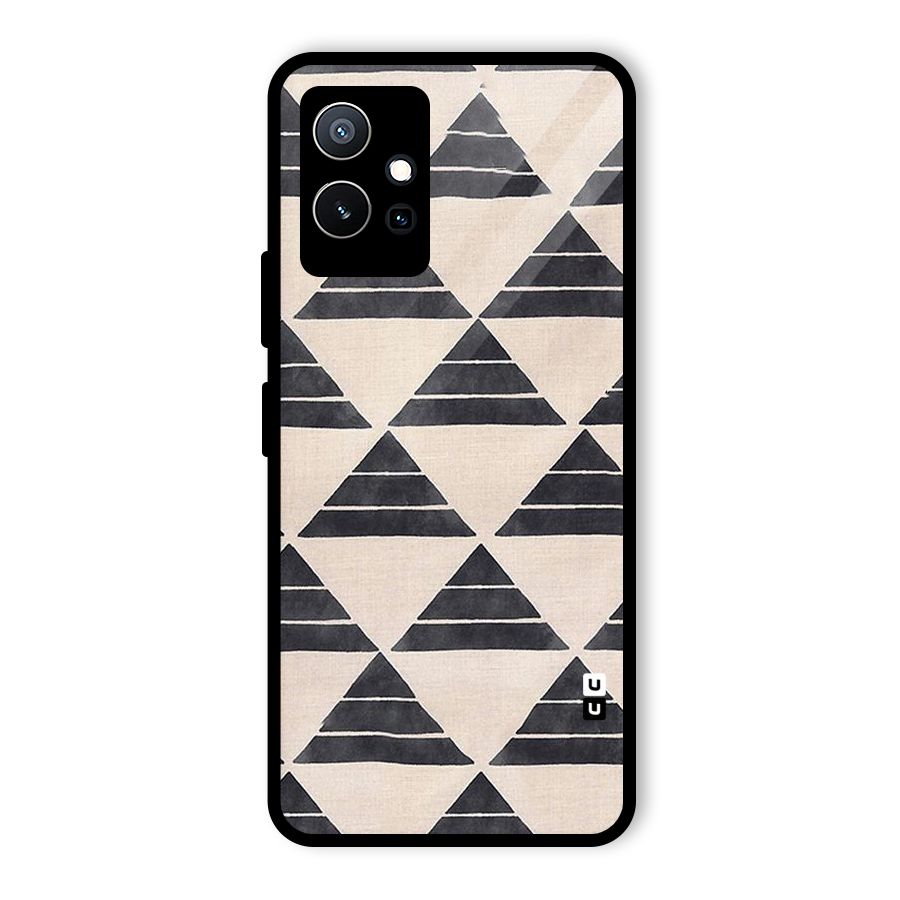Black Slant Triangles Glass Back Case for Vivo T1 5G