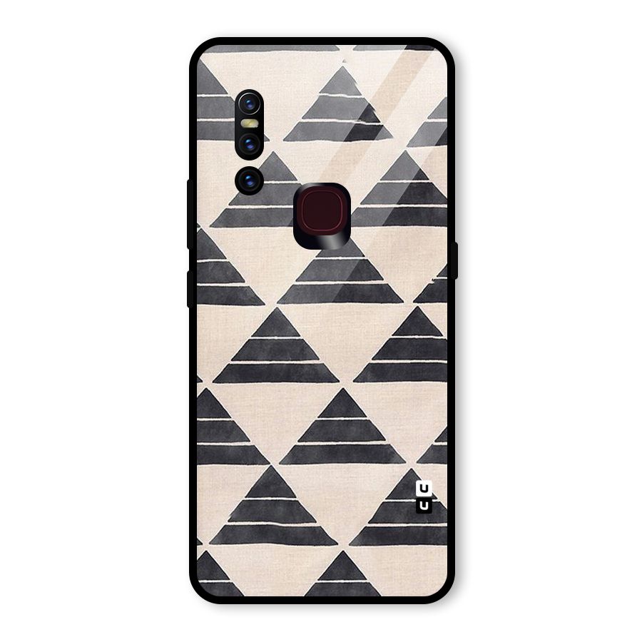 Black Slant Triangles Glass Back Case for Vivo V15