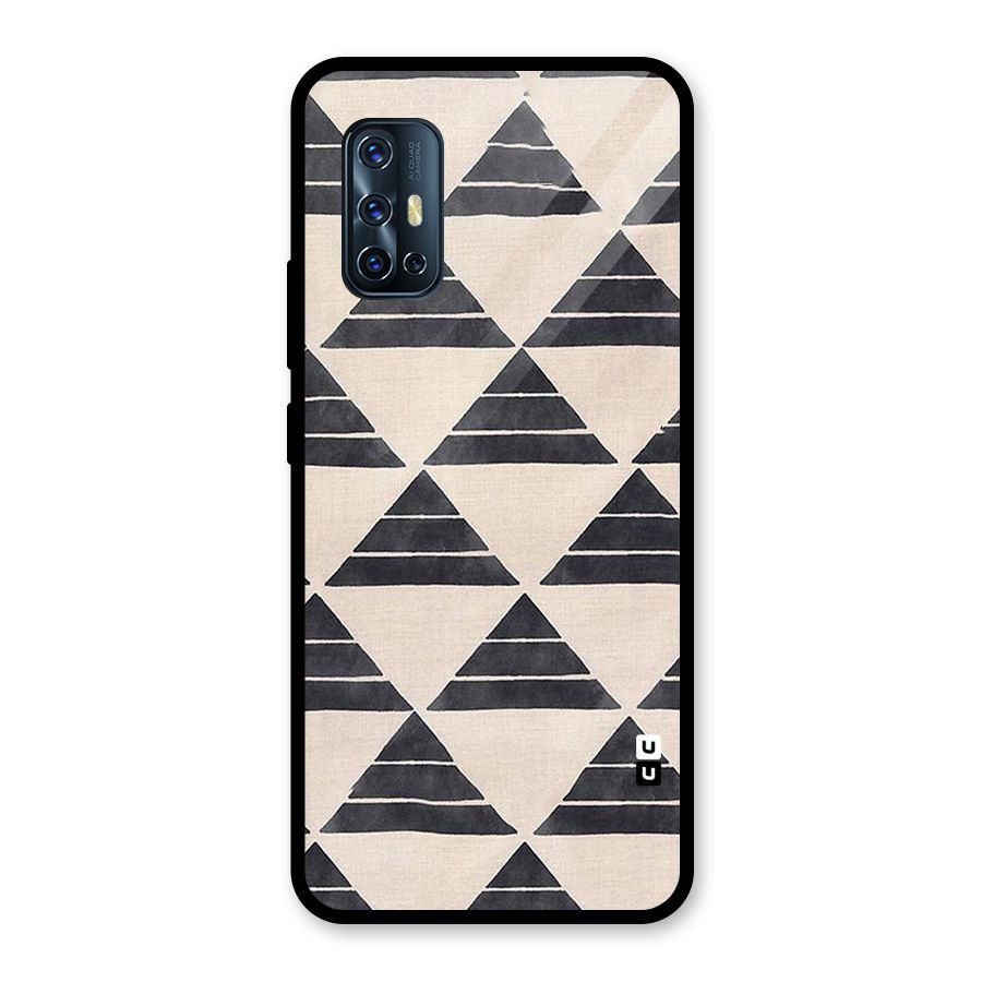 Black Slant Triangles Glass Back Case for Vivo V17