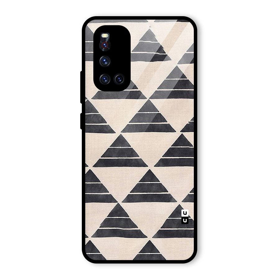 Black Slant Triangles Glass Back Case for Vivo V19
