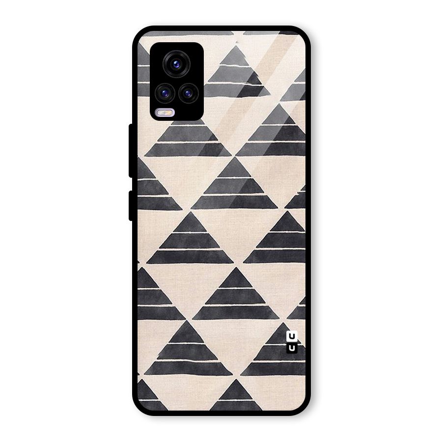 Black Slant Triangles Glass Back Case for Vivo V20