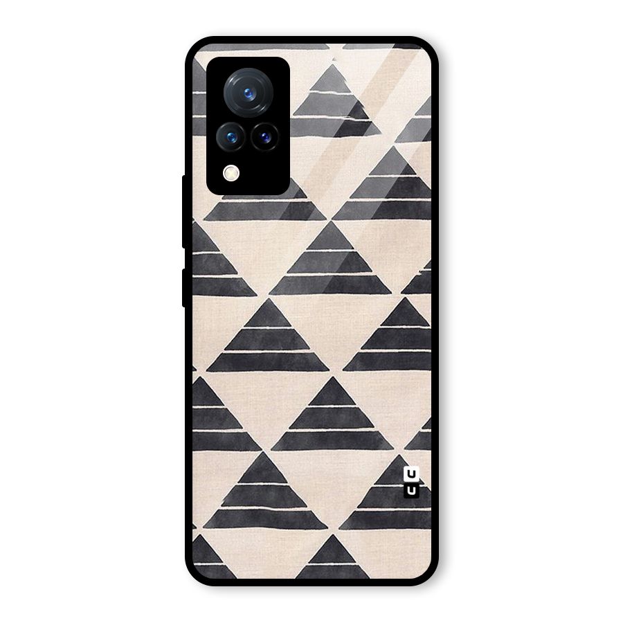 Black Slant Triangles Glass Back Case for Vivo V21 5G