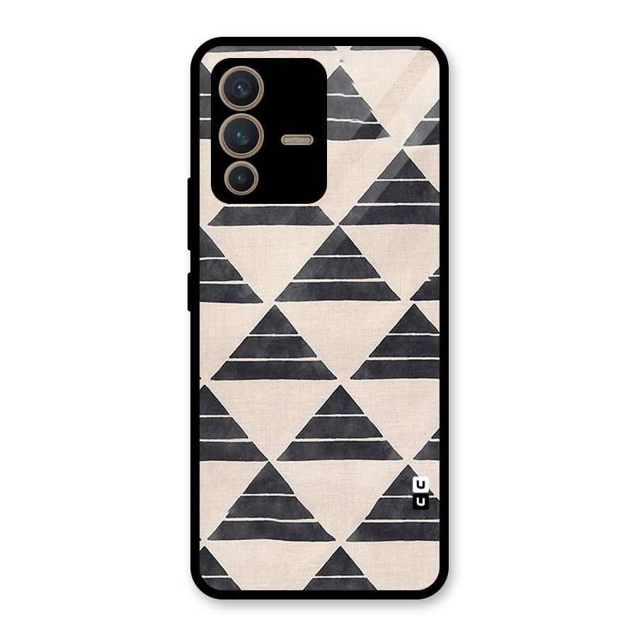 Black Slant Triangles Glass Back Case for Vivo V23 5G