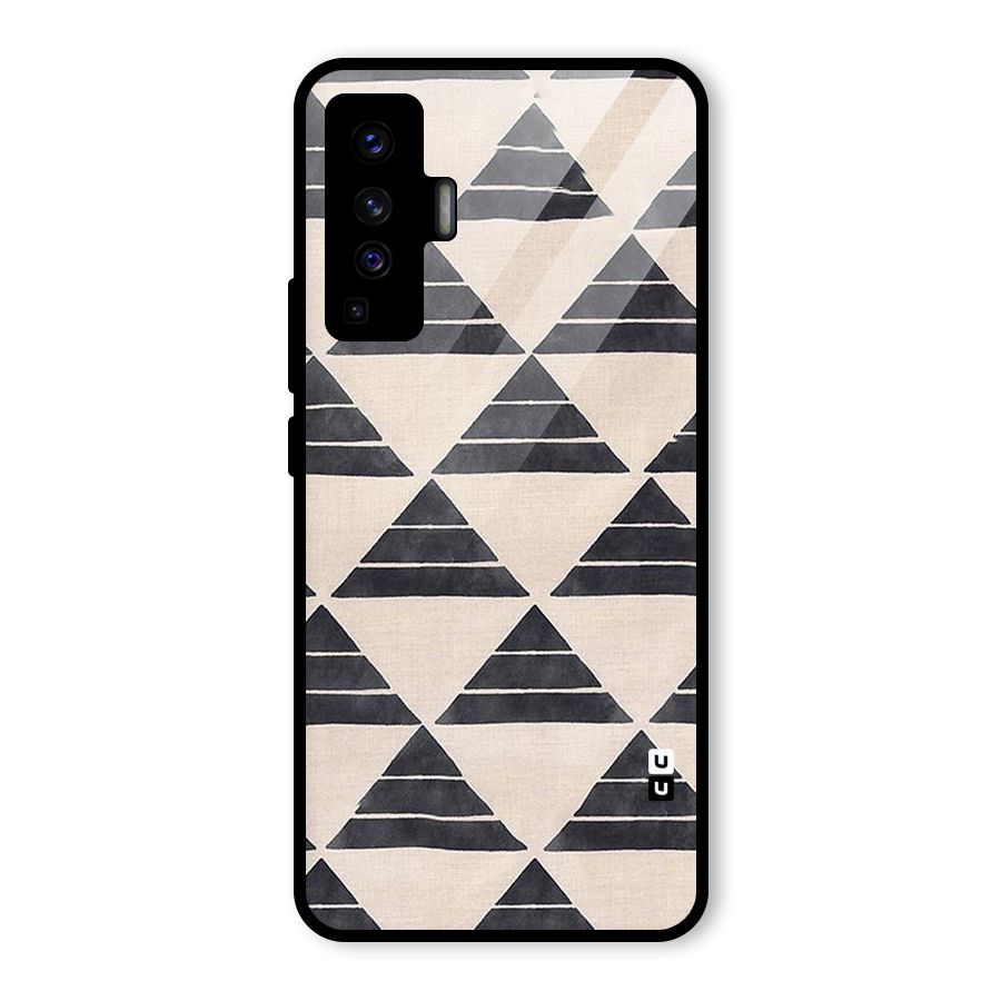 Black Slant Triangles Glass Back Case for Vivo X50