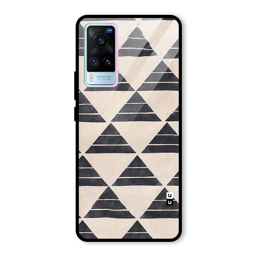 Black Slant Triangles Glass Back Case for Vivo X60