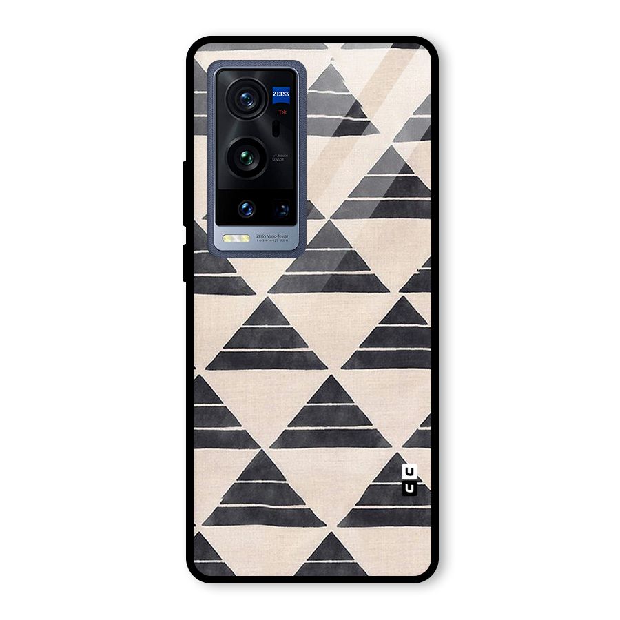 Black Slant Triangles Glass Back Case for Vivo X60 Pro Plus