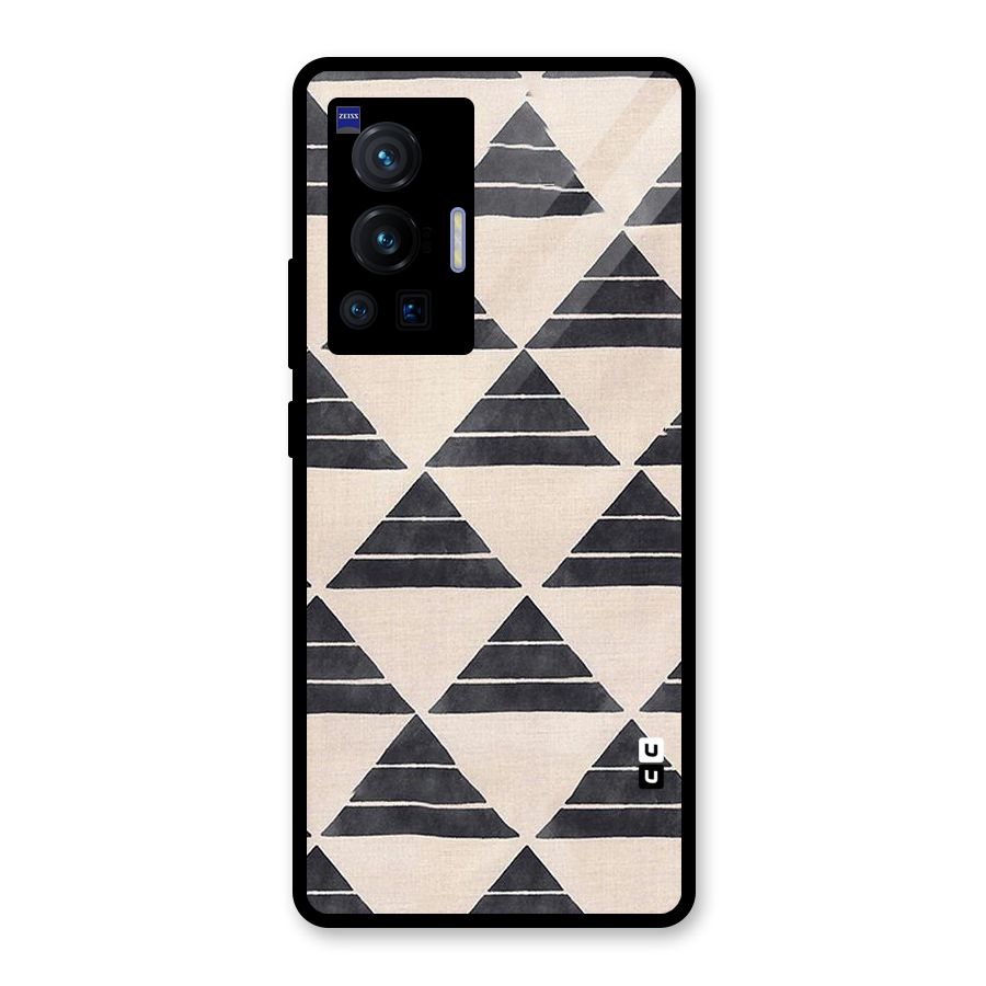 Black Slant Triangles Glass Back Case for Vivo X70 Pro