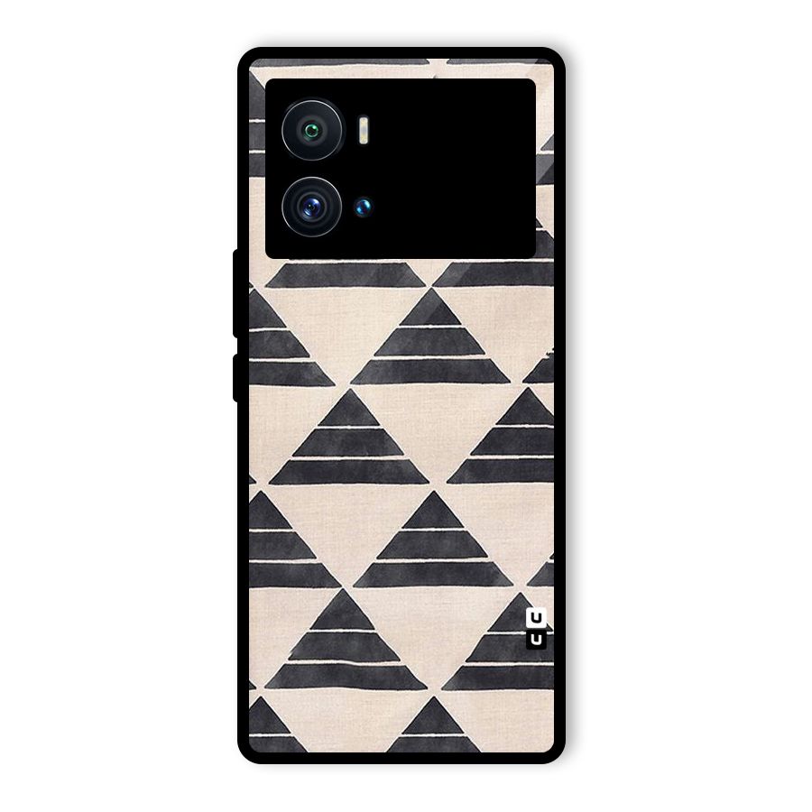Black Slant Triangles Glass Back Case for Vivo iQOO 9 Pro