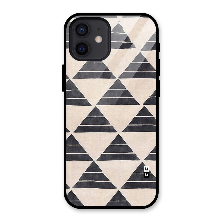 Black Slant Triangles Glass Back Case for iPhone 12