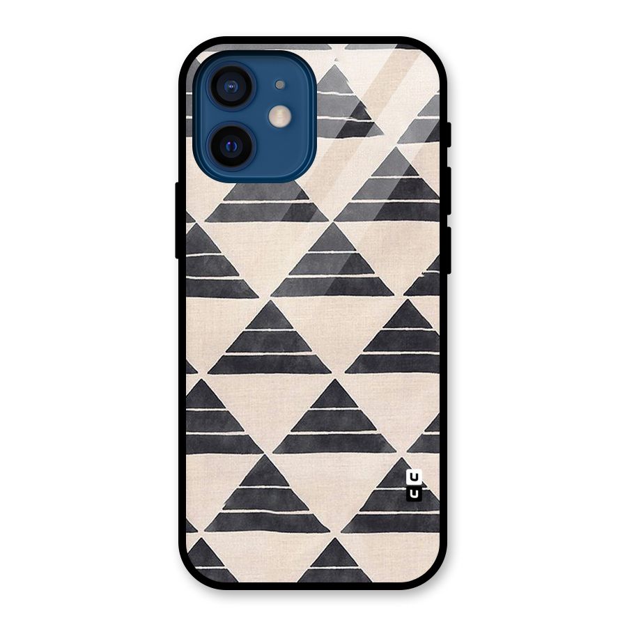 Black Slant Triangles Glass Back Case for iPhone 12 Mini