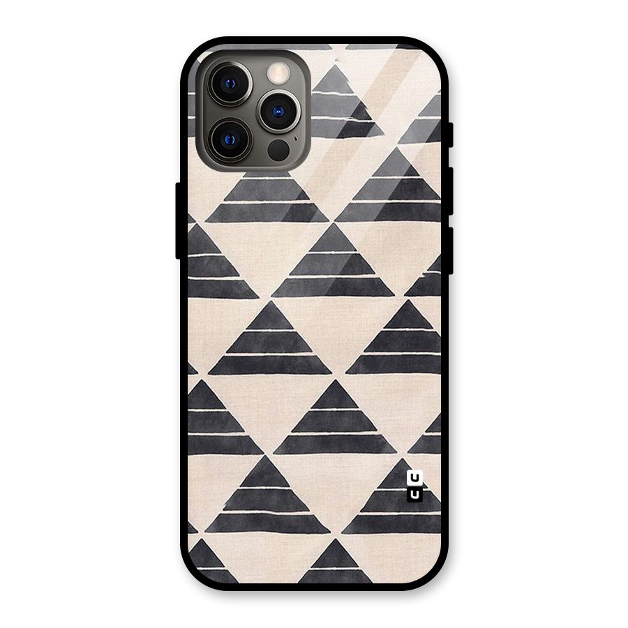 Black Slant Triangles Glass Back Case for iPhone 12 Pro