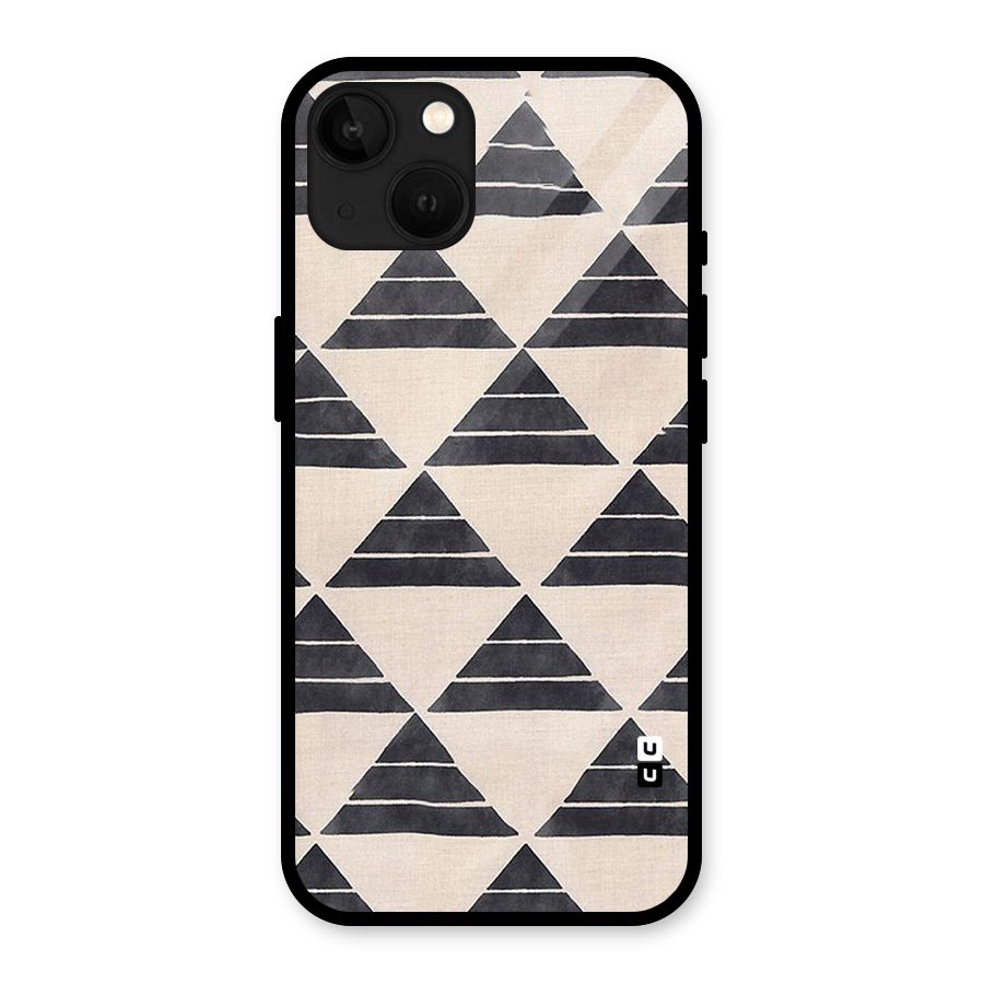Black Slant Triangles Glass Back Case for iPhone 13