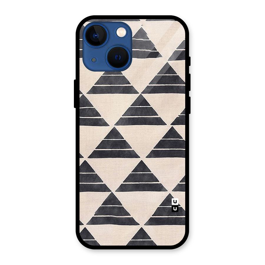 Black Slant Triangles Glass Back Case for iPhone 13 Mini