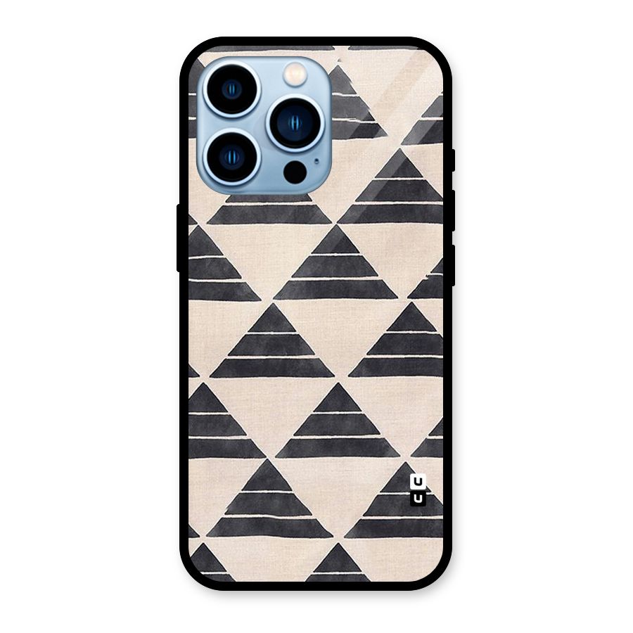Black Slant Triangles Glass Back Case for iPhone 13 Pro