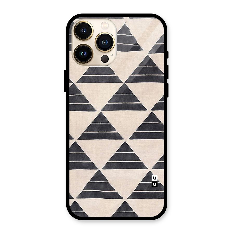 Black Slant Triangles Glass Back Case for iPhone 13 Pro Max