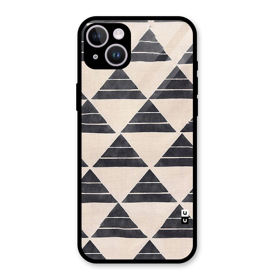 Black Slant Triangles Glass Back Case for iPhone 14 Plus